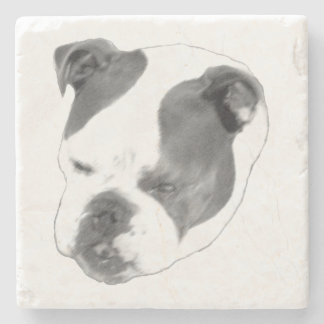 Bold bulldog portrait in high contrast stone coaster