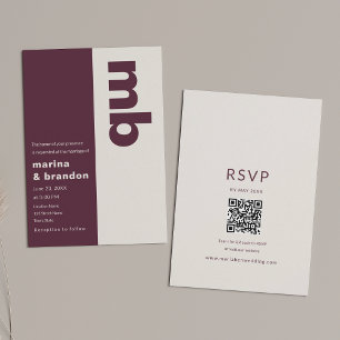 Bold Burgundy Editorial QR Wedding Invitation