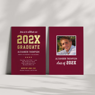Bold Burgundy Gold 2026 Grad Graduation Party