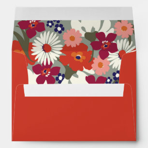 Bold Burnt Orange Vibrant Autumn Floral Wedding  Envelope