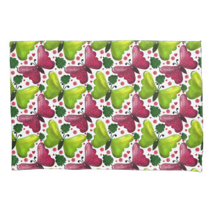 Bold Butterfly Floral Pattern with Hearts Pillowcase