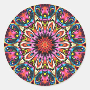 Bold Buzz Kaleidoscope Mandala Classic Round Sticker