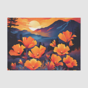 Bold California Poppy with Fiery Sunset Tissue Paper