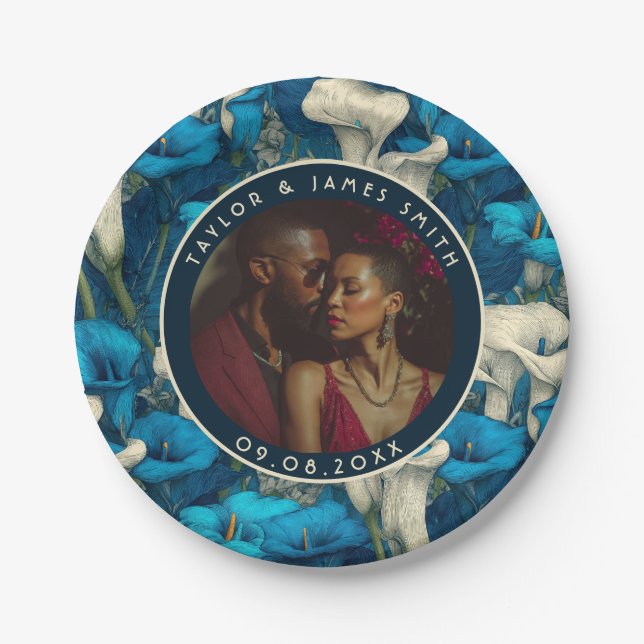 Bold Calle Lilies Plates For Wedding Keepsake (Front)