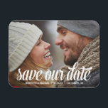 Bold Calligraphy | Photo Save the Date Magnet<br><div class="desc">This gorgeous,  full-bleed photo save the date features a bold retro-style calligraphy and the text "Save our date" - customize with your wedding details and favourite photo.</div>
