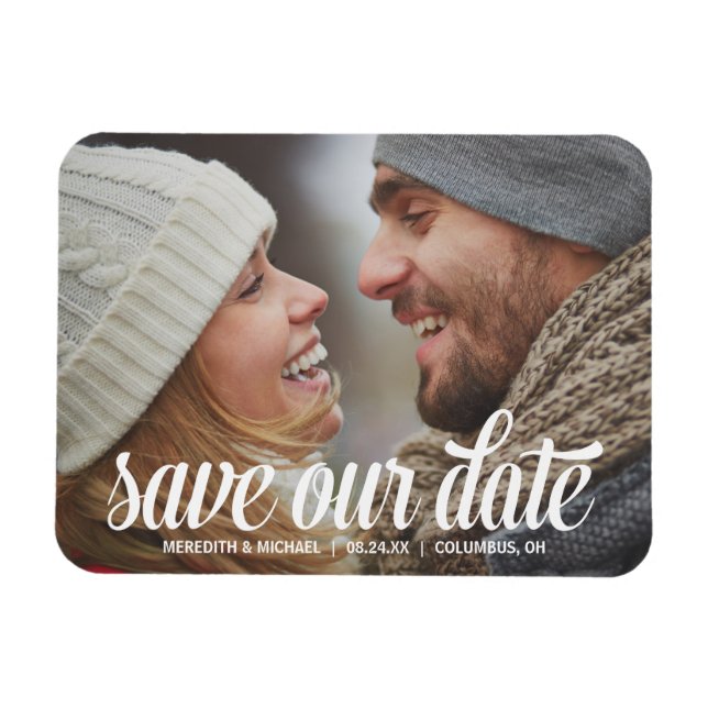 Bold Calligraphy | Photo Save the Date Magnet (Horizontal)