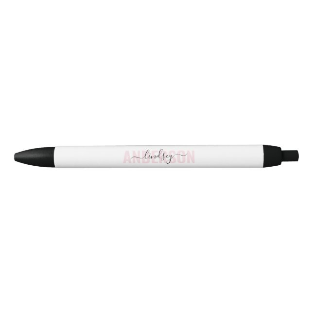 Bold Calligraphy Pink Personalized Black Ink Pen (Front)