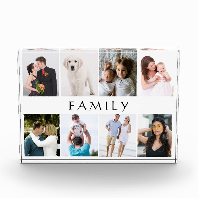 Bold Calligraphy Typed 8 Family Photo Block (Front)