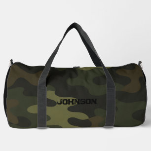 Bold Camo Earthy Greens Browns Personalize Name Duffle Bag