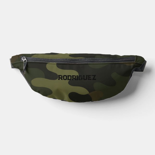Bold Camo Earthy Greens Browns Personalize Name  Fanny Pack (Lay Down)