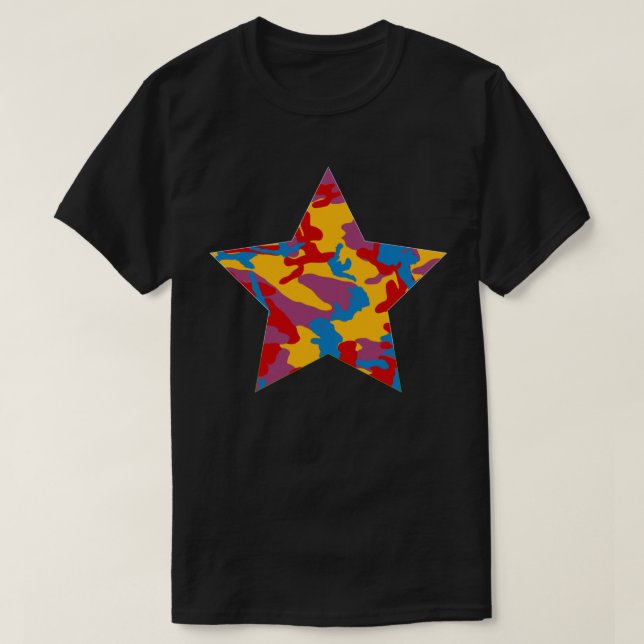 Bold Camo Pattern Star T-Shirt (Design Front)