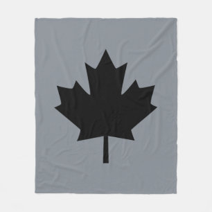 Bold Canadian Black Maple Leaf Fleece Blanket