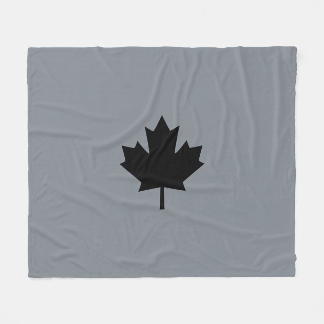 Bold Canadian Black Maple Leaf Fleece Blanket (Front (Horizontal))