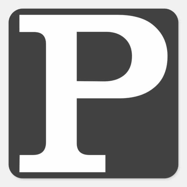 Bold Capital Letter P Monogram Square Sticker (Front)