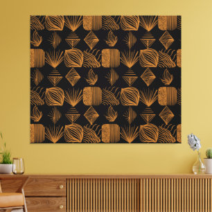 Bold Caribbean Tribal Mudcloth: Black, Gold Canvas Print