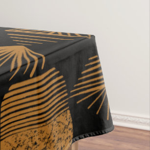 Bold Caribbean Tribal Mudcloth: Black, Gold Tablecloth