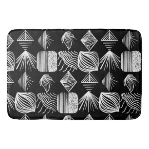 Bold Caribbean Tribal Mudcloth – Black & White,  Bath Mat