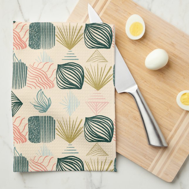 Bold Caribbean Tribal Mudcloth: Boho Buttercream Kitchen Towel (Quarter Fold)