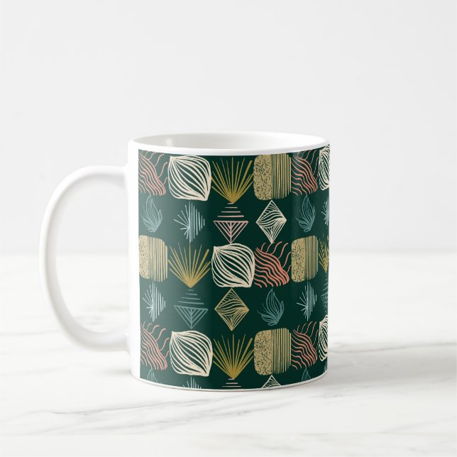 Bold Caribbean Tribal Mudcloth: Boho Teal Coffee Mug (Left)