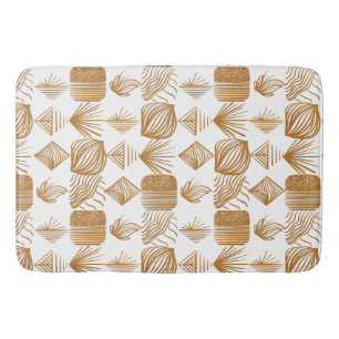 Bold Caribbean Tribal Mudcloth: Gold, White Bath Mat