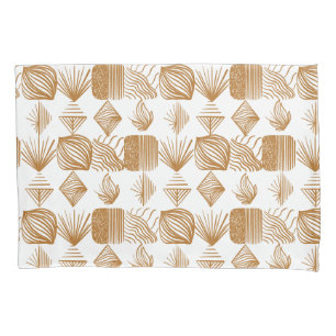 Bold Caribbean Tribal Mudcloth: Gold, White Pillowcase
