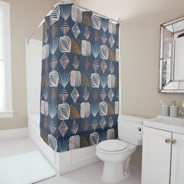 Bold Caribbean Tribal Mudcloth: Navy Blue, Boho (In Situ)