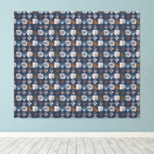 Bold Caribbean Tribal Mudcloth: Navy Blue, Boho Canvas Print