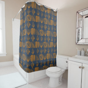 Bold Caribbean Tribal Mudcloth: Navy Blue, Gold