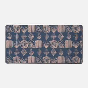Bold Caribbean Tribal Mudcloth: Navy Blue, Pink Desk Mat