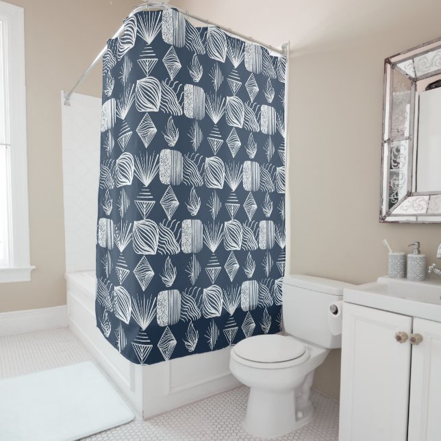 Bold Caribbean Tribal Mudcloth: Navy Blue& White,  (In Situ)
