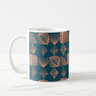 Bold Caribbean Tribal Mudcloth: Teal, Coral Throw Coffee Mug