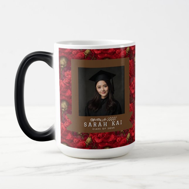 Bold Carnation Print Graduation Magic Mug (Left)
