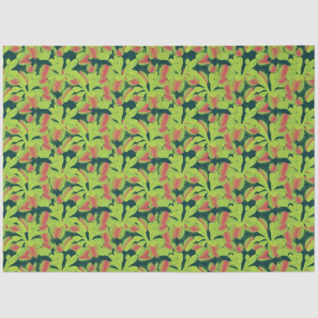 Bold Carnivorous Venus Flytraps Pattern Tissue Paper (Front)