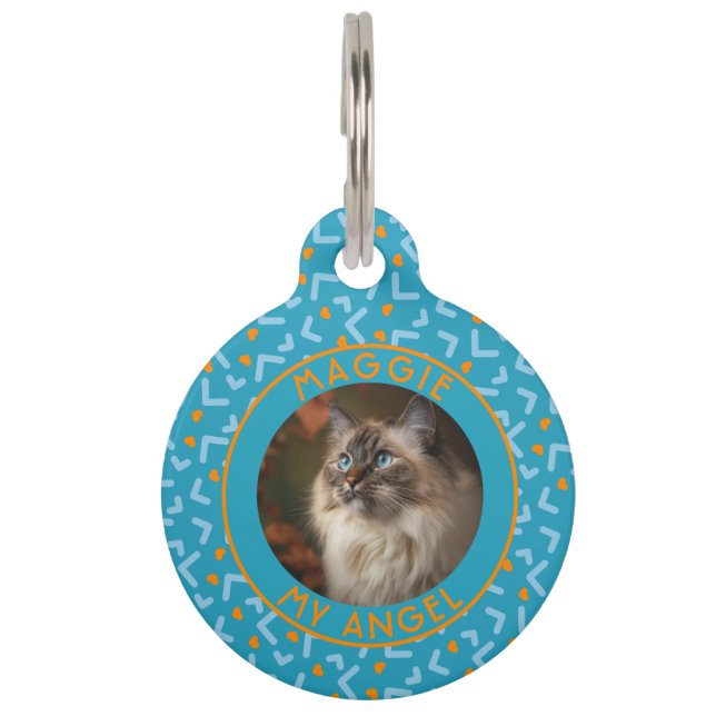 Bold Cat Gift Memphis Print Pet Tag (Front)