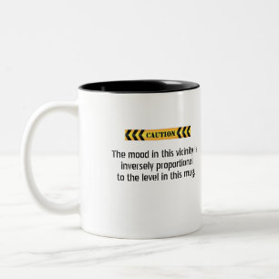 Bold Caution Mood Level Minimalist Two-Tone Coffee Mug