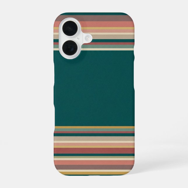 Bold Center Retro Stripe iPhone 16 Case (Back)