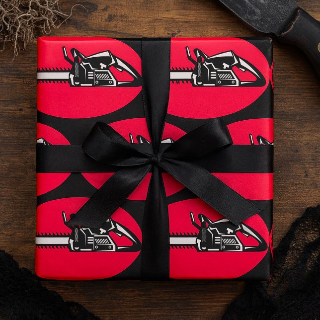 Bold Chainsaw Lumberjack Logging Tool Wrapping Paper (Creator Uploaded)