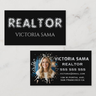 Bold Chalkboard Splatter Realtor Card