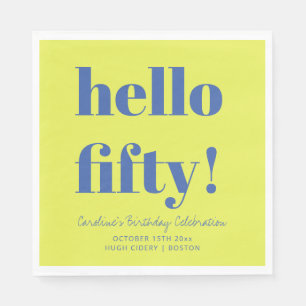 Bold Chartreuse Blue Modern 50th Birthday Custom Napkin