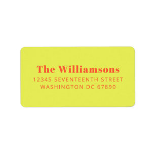 Bold Chartreuse Orange Typography Return Address Label