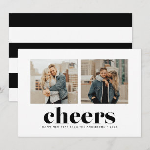 Bold Cheers Two Photo New Year's Card
