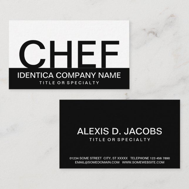 bold CHEF (colour customizable) Business Card (Front/Back)