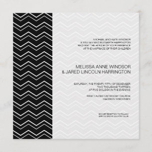 Bold Chevron Black and White Modern Affordable Invitation
