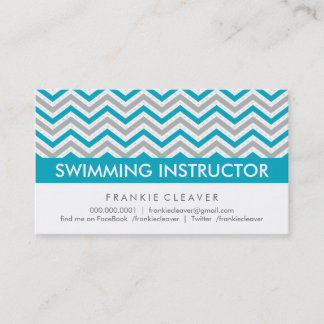 BOLD CHEVRON BUSINESS CARD :: modern aqua blue
