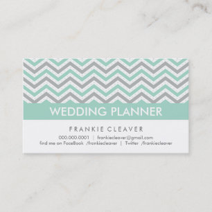 BOLD CHEVRON BUSINESS CARD :: modern pastel mint