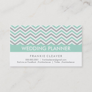 BOLD CHEVRON BUSINESS CARD :: modern pastel mint