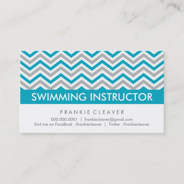 BOLD CHEVRON CARTE DE VISITE :: bleu aqua moderne (Devant)