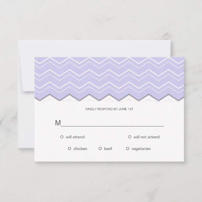 Bold Chevron Lavender Purple RSVP Card (Front)