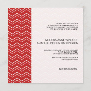 Bold Chevron Stripe Red  Modern Affordable Invitation