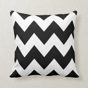 Bold Chevron Zigzag Pattern Black White Throw Pillow